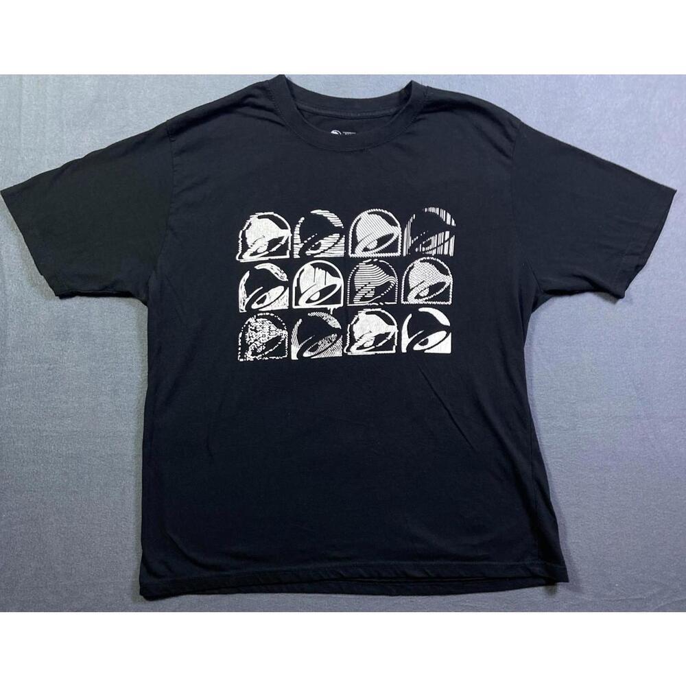 Taco Bell Shirt Mens Large Black Graphic Logo Tee Fast Food Restaurant Retro Art